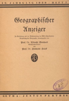 Geographischer Anzeiger : Bl&auml;tter f&uuml;r den geographischen Unterricht, 1939 H. 7