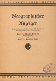 Geographischer Anzeiger : Blätter für den geographischen Unterricht, 1939 H. 7