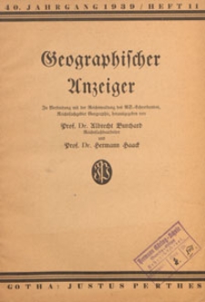 Geographischer Anzeiger : Blätter für den geographischen Unterricht, 1939 H. 11
