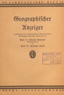Geographischer Anzeiger : Blätter für den geographischen Unterricht, 1939 H. 14