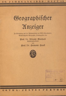 Geographischer Anzeiger : Blätter für den geographischen Unterricht, 1939 H. 15