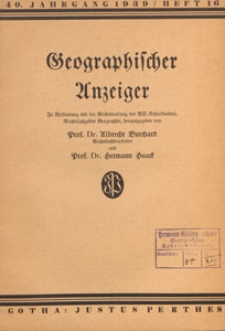 Geographischer Anzeiger : Bl&auml;tter f&uuml;r den geographischen Unterricht, 1939 H. 16