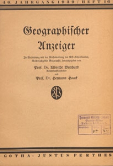 Geographischer Anzeiger : Blätter für den geographischen Unterricht, 1939 H. 16