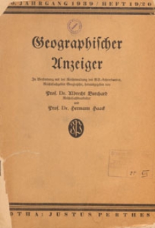 Geographischer Anzeiger : Blätter für den geographischen Unterricht, 1939 H. 19/20