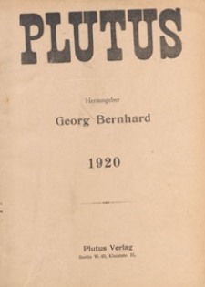 Plutus : Kritische Wochenschrift für Volkswirtschaft und Finanzwesen, 1920, Verzeichnis des Inhalts
