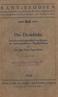 Die Denkfläche : statische und dynamische Grundgesetze der wissenschaftlichen Begriffsbildung