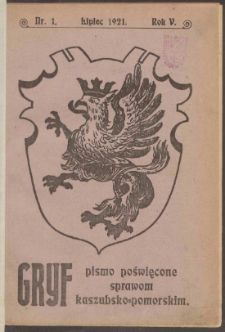 Gryf : pismo poświęcone sprawom kaszubsko-pomorskim 1921 nr. 1