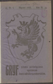 Gryf : pismo poswięcone sprawom kaszubsko-pomorskim 1922 nr.1