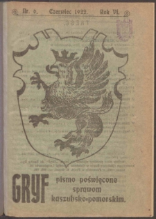 Gryf : pismo poswięcone sprawom kaszubsko-pomorskim 1922 nr.6