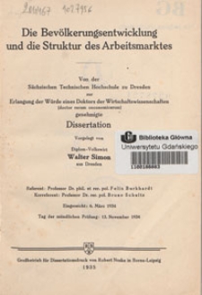 Die Bev&ouml;lkerungsentwicklung und die Struktur des Arbeitsmarktes