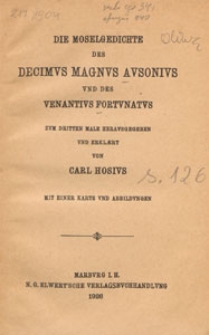 Die Moselgedichte des Decimus Magnus Ausonius und des Venantius Fortunatus