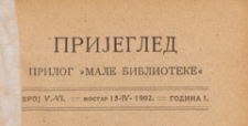 Pregled : prilog "Male Biblioteke", 1902.04.15 nr 5-6