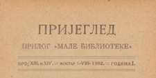 Pregled : prilog "Male Biblioteke", 1902.08.01 nr 13-14