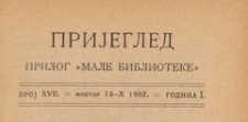 Pregled : prilog "Male Biblioteke", 1902.10.15 nr 17