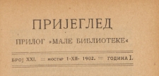 Pregled : prilog "Male Biblioteke", 1902.12.01 nr 21