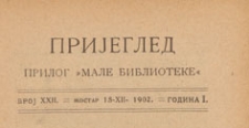 Pregled : prilog "Male Biblioteke", 1902.12.15 nr 22