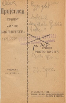 Pregled : prilog "Male Biblioteke", 1902, spis treści