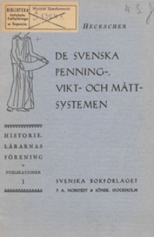 De Svenska penning-, vikt- och måttsystemen : en historisk översikt