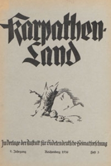 Karpathenland : Vierteljahrschrift f&uuml;r Geschichte, Volkskunde und Kultur der Deutschen in den n&ouml;rdlichen Karpathenl&auml;ndern, 1936 H 3