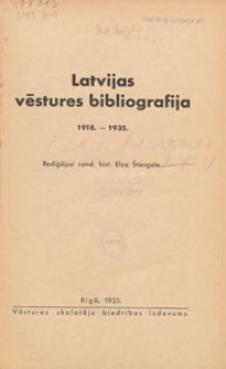 Latvijas vēstures bibliografija 1918-1935