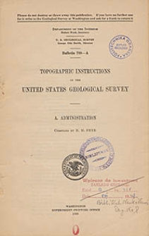 Bulletin 788. Topographic instructions of the United States Geological Survey