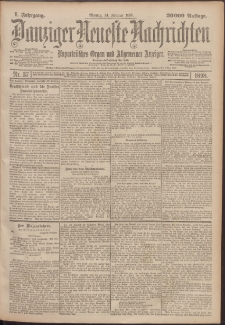 Danziger Neueste Nachrichten : unparteiisches Organ und allgemeiner Anzeiger 37/1898
