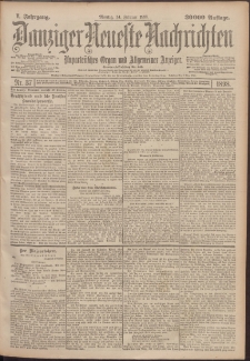 Danziger Neueste Nachrichten : unparteiisches Organ und allgemeiner Anzeiger 37/1898
