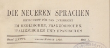 Die Neueren Sprachen : Zeitschrift für den Unterricht im Englischen, Französischen, Italienischen und Spanischen,1926.01-02 H. 1