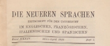 Die Neueren Sprachen : Zeitschrift f&uuml;r den Unterricht im Englischen, Franz&ouml;sischen, Italienischen und Spanischen,1926.03-04 H. 2