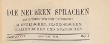 Die Neueren Sprachen : Zeitschrift f&uuml;r den Unterricht im Englischen, Franz&ouml;sischen, Italienischen und Spanischen,1926.05-06 H. 3