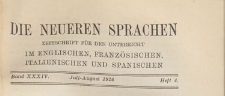 Die Neueren Sprachen : Zeitschrift f&uuml;r den Unterricht im Englischen, Franz&ouml;sischen, Italienischen und Spanischen,1926.07-08 H. 4