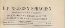 Die Neueren Sprachen : Zeitschrift für den Unterricht im Englischen, Französischen, Italienischen und Spanischen,1926.07-08 H. 4