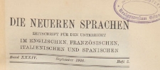 Die Neueren Sprachen : Zeitschrift f&uuml;r den Unterricht im Englischen, Franz&ouml;sischen, Italienischen und Spanischen,1926.09 H. 5