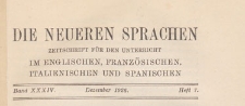 Die Neueren Sprachen : Zeitschrift f&uuml;r den Unterricht im Englischen, Franz&ouml;sischen, Italienischen und Spanischen,1926.12 H. 7