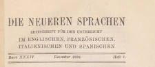 Die Neueren Sprachen : Zeitschrift für den Unterricht im Englischen, Französischen, Italienischen und Spanischen,1926.12 H. 7