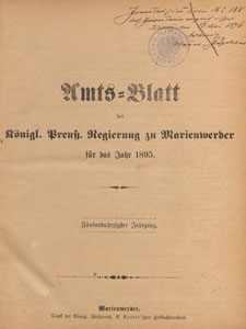 Ausserordetliche Beilage zu Nr 44 des Amtsblatts der Königlichen Regierung zu Marienwerder für das Jahr, 1895.10.30