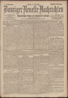 Danziger Neueste Nachrichten : unparteiisches Organ und allgemeiner Anzeiger 135/1898