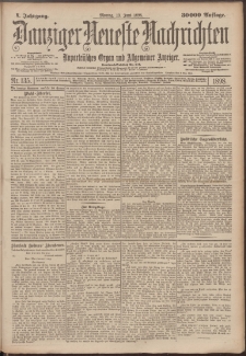 Danziger Neueste Nachrichten : unparteiisches Organ und allgemeiner Anzeiger 135/1898