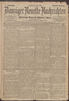 Danziger Neueste Nachrichten : unparteiisches Organ und allgemeiner Anzeiger 143/1898