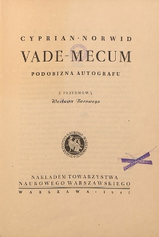 Vade-mecum : podobizna autografu