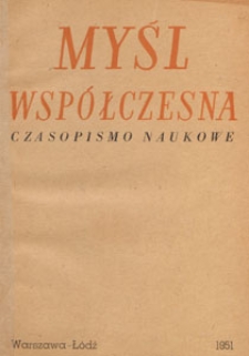 Myśl Współczesna : czasopismo naukowe, 1951.01 nr 1