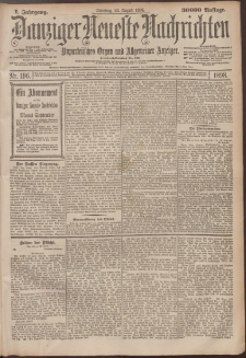 Danziger Neueste Nachrichten : unparteiisches Organ und allgemeiner Anzeiger 196/1898