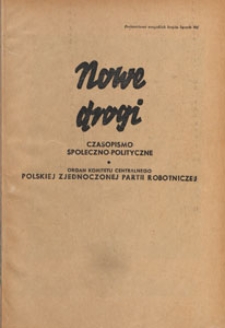 Nowe Drogi : czasopismo społeczno-polityczne, 1950, treść rocznika
