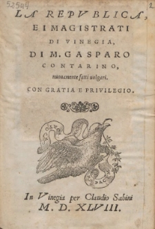 La Repvblica, E I Magistrati Di Vinegia
