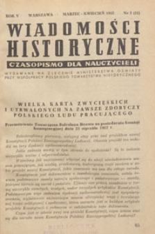 Wiadomości Historyczne : czasopismo dla nauczycieli : wydawane na zlecenie Ministerstwa Oświaty przy wsp&oacute;łpracy Polskiego Towarzystwa Historycznego, 1952.03-04 nr 2