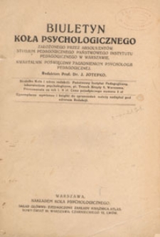 Biuletyn Koła Psychologicznego, 1925.01-02-03 nr 2
