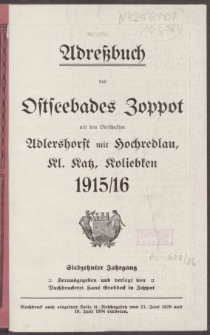 Adreßbuch für Zoppot 1915/16