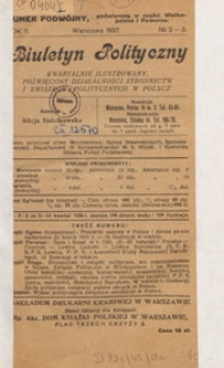 Biuletyn Polityczny : pismo kwartalne poświęcone działalności stronnictw i związków politycznych w Polsce, 1927, spis rzeczy